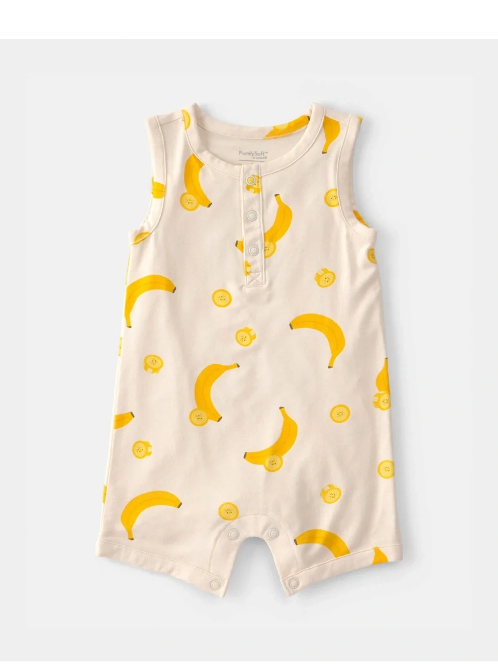 Carter's Once Upon A Farm Baby Banana PurelySoft Romper- Yellow/Cream- NWT